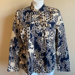 SilkLand Navy and Cream Floral Jacket
